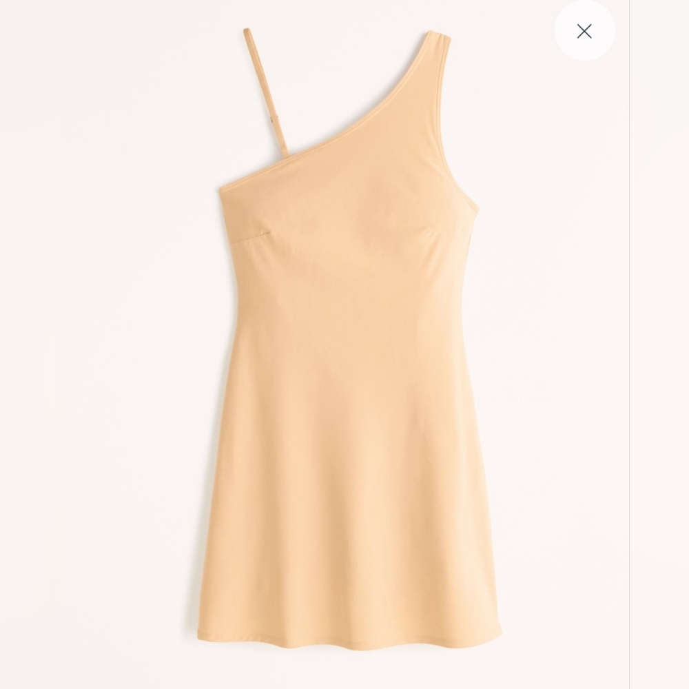 Abercrombie one-shoulder traveler mini dress in orange size LT